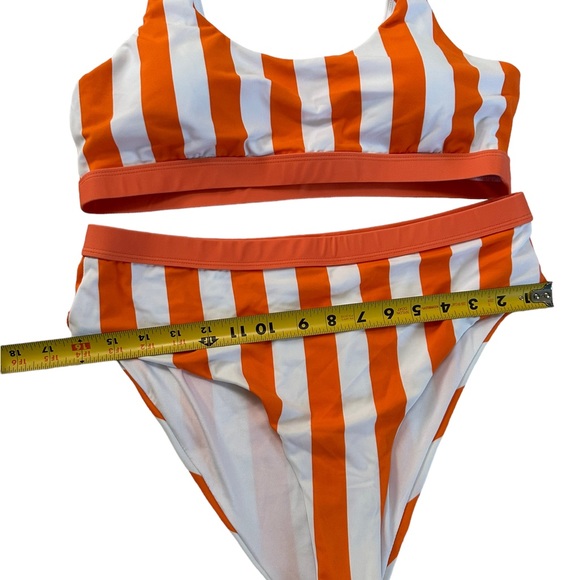 NWOT Women’s White Orange Stripes Two Piece Bathing Suit Size XL - Picture 11 of 17
